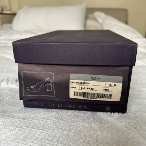 Prada Old Leisure Black Square Toe Heel 36 - Picture 7 of 7